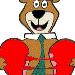 Yogi bear tearing a heart in two